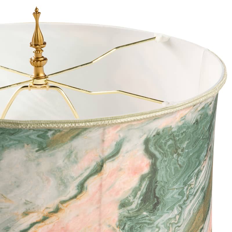 Clara River of Goods Pink/Green Drum Shade 33-Inch Table Lamp - 17" x 17" x 33"