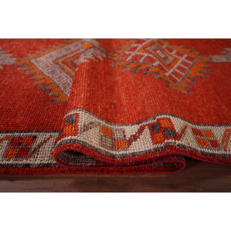 Oushak Turkish Vintage Runner Rug Hand-Knotted Tribal Wool Carpet - 3'4"x 11'10"