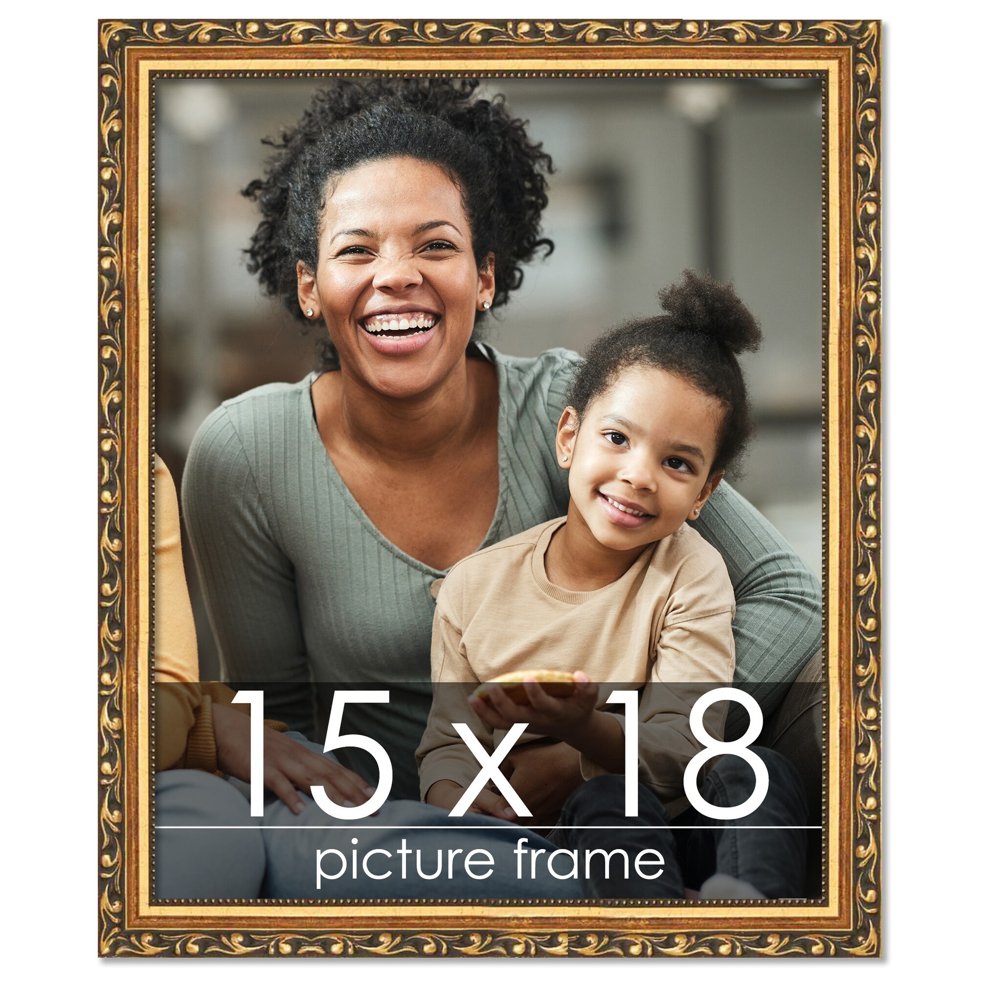 15x18 Traditional Gold Complete Wood Picture Frame with UV Acrylic