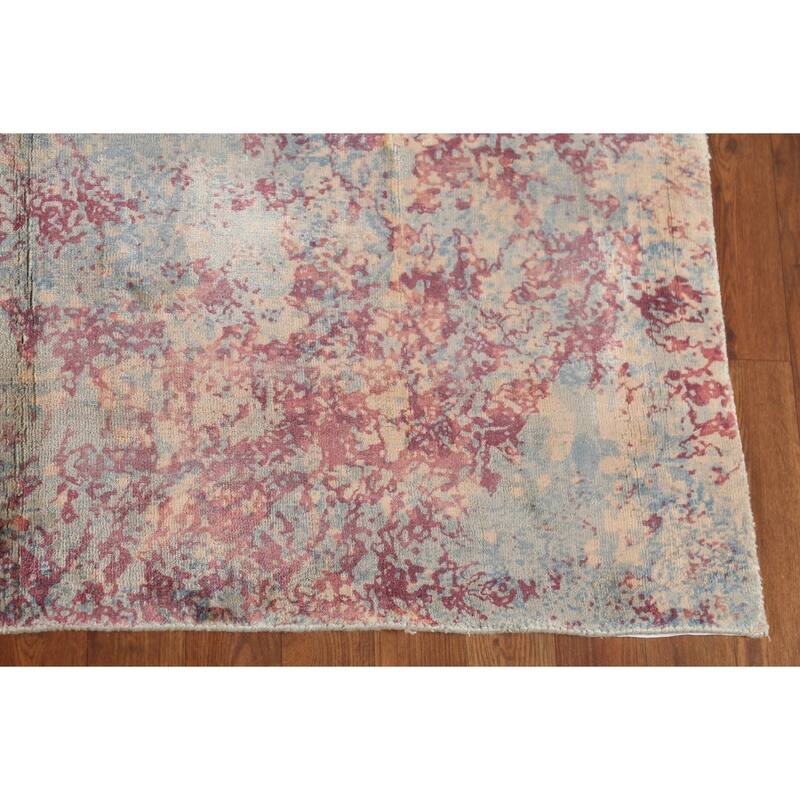 Abstract Indian Area Rug Handmade Multi-Color Wool Carpet - 5'4"x 7'6"