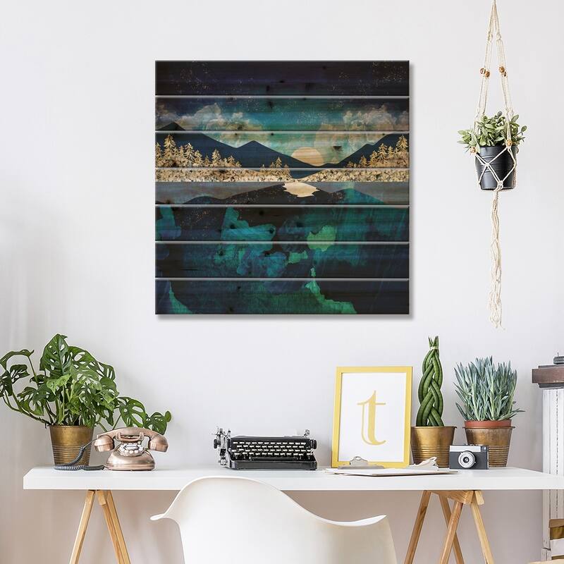 Midnight Water Print On Wood by SpaceFrog Designs - Multi-Color