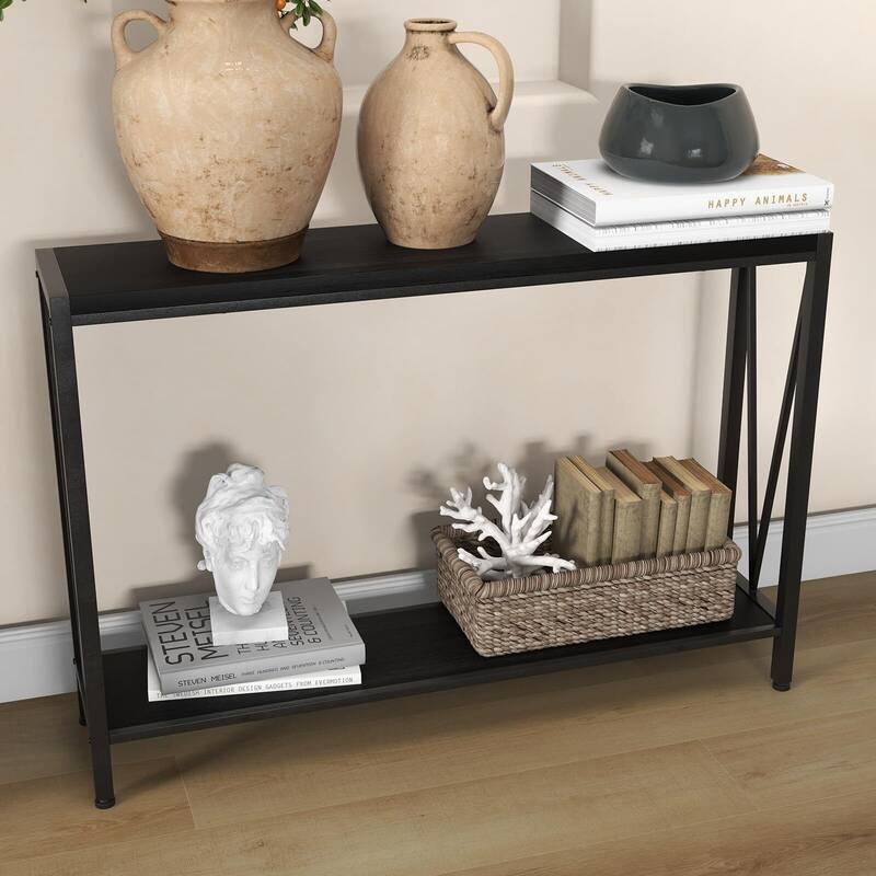 2-Tier Narrow Console Table, Stylish Sofa Side Table for Entryway