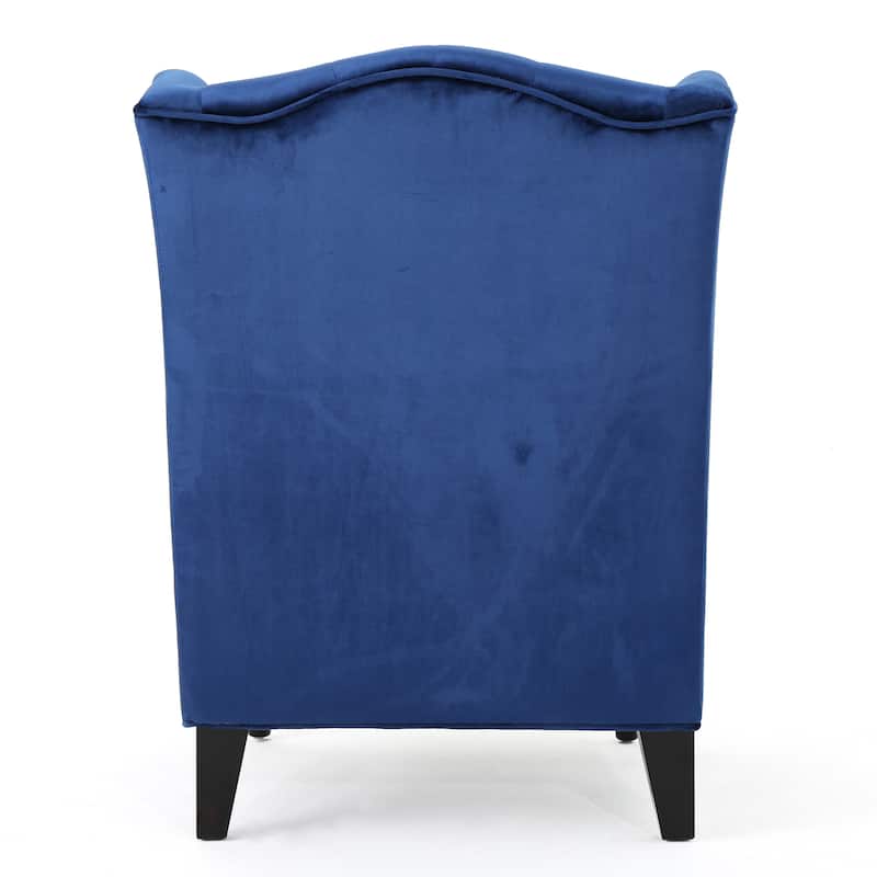 Contemporary Design Upholstered Wingback Chair, Hi-back Club Chair with Wood Legs