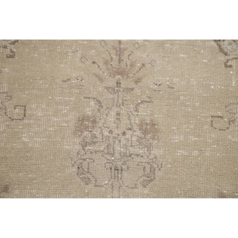 Hand Knotted Oriental 100% Wool Carpet Traditional Medallion Beige & Ivories Tabriz Area Rug - 9' 5'' X 6' 7''