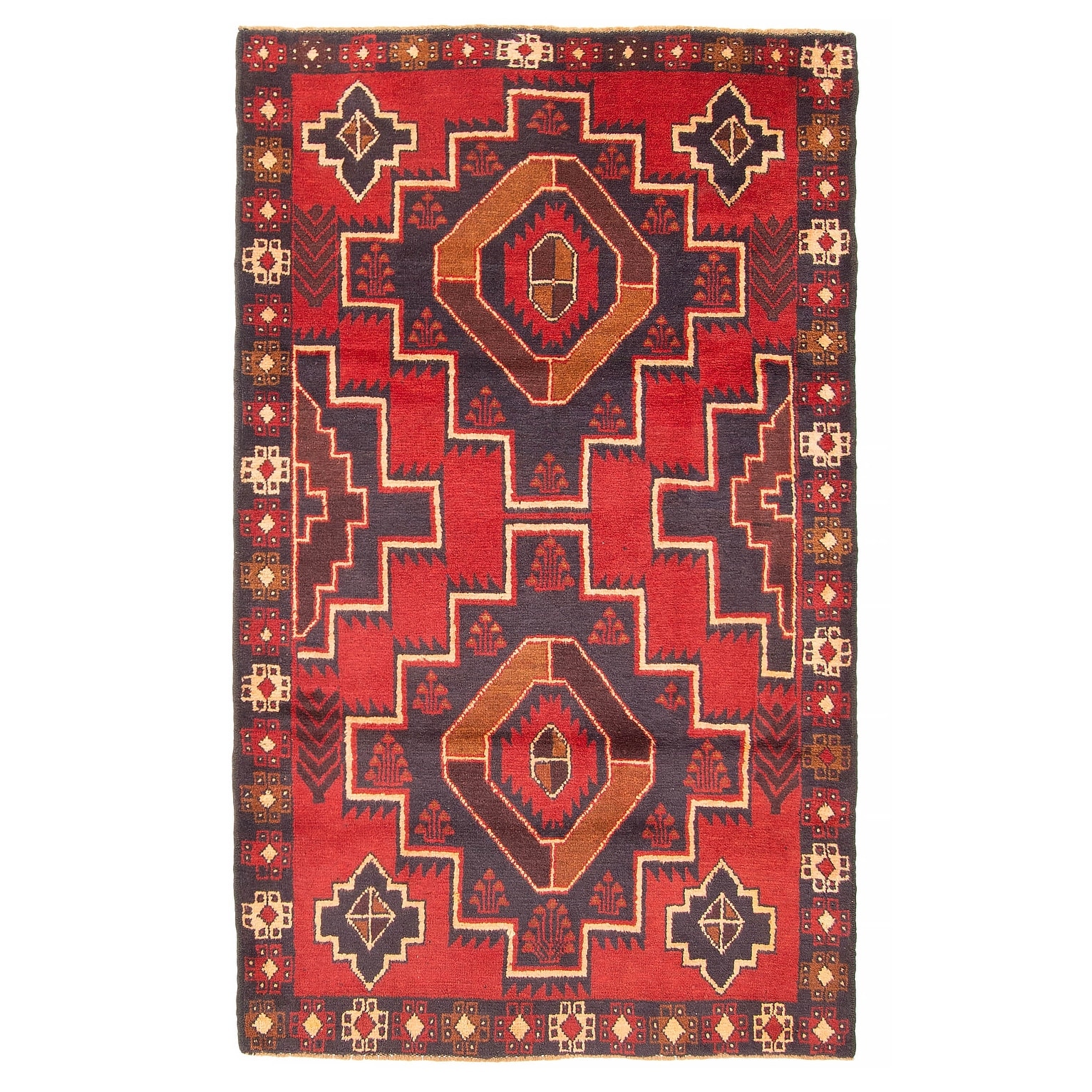 ECARPETGALLERY Hand-knotted Baluch Red Wool Rug - 3'10 x 6'4