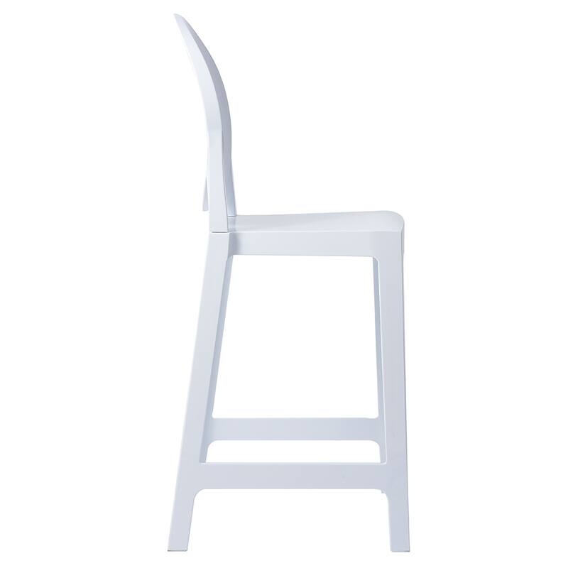 25" Seat Height With Back Modern Plastic Side Bar Counter Stool Accent Armless Crystal Home Office