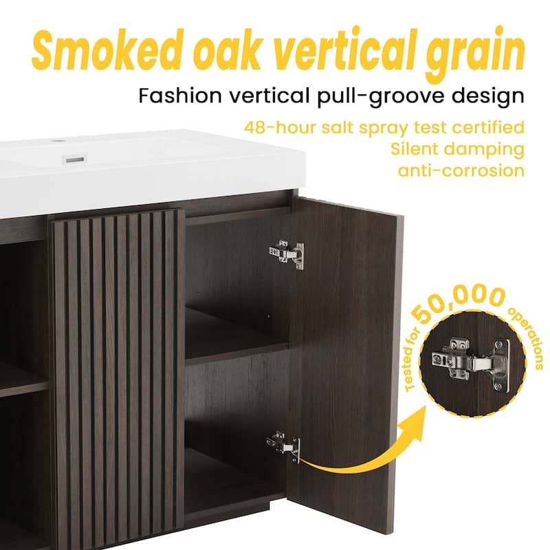 Freestanding Bathroom Vanity with Sink - Oak,Smoke