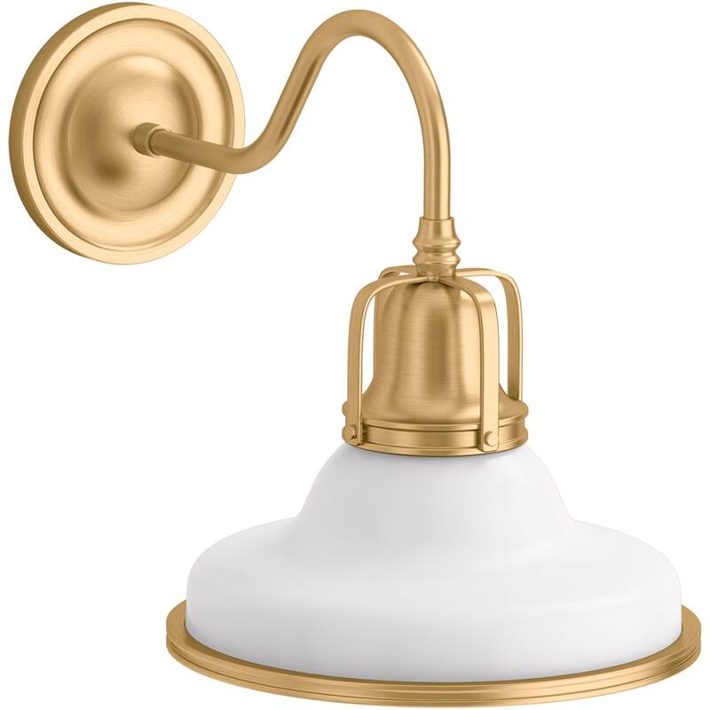 Kohler Lighting Hauksbee 10" Wide 1 Light Wall Sconce with Domed Metal - White / Brushed Modern Brass