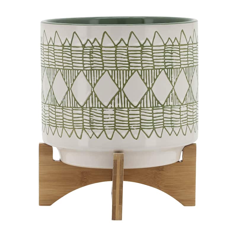 Sagebrook Home Abstract Ceramic Planter on Stand Indoor/Outdoor