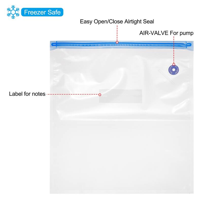 10pcs Sous Vide Bags Reusable Vacuum Food Storage Zipper Bags 34cm x 30cm - White