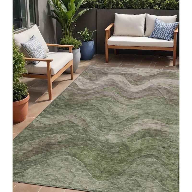 HomeRoots Abstract Transitional Rectangle Outdoor Rug - 5' X 8'