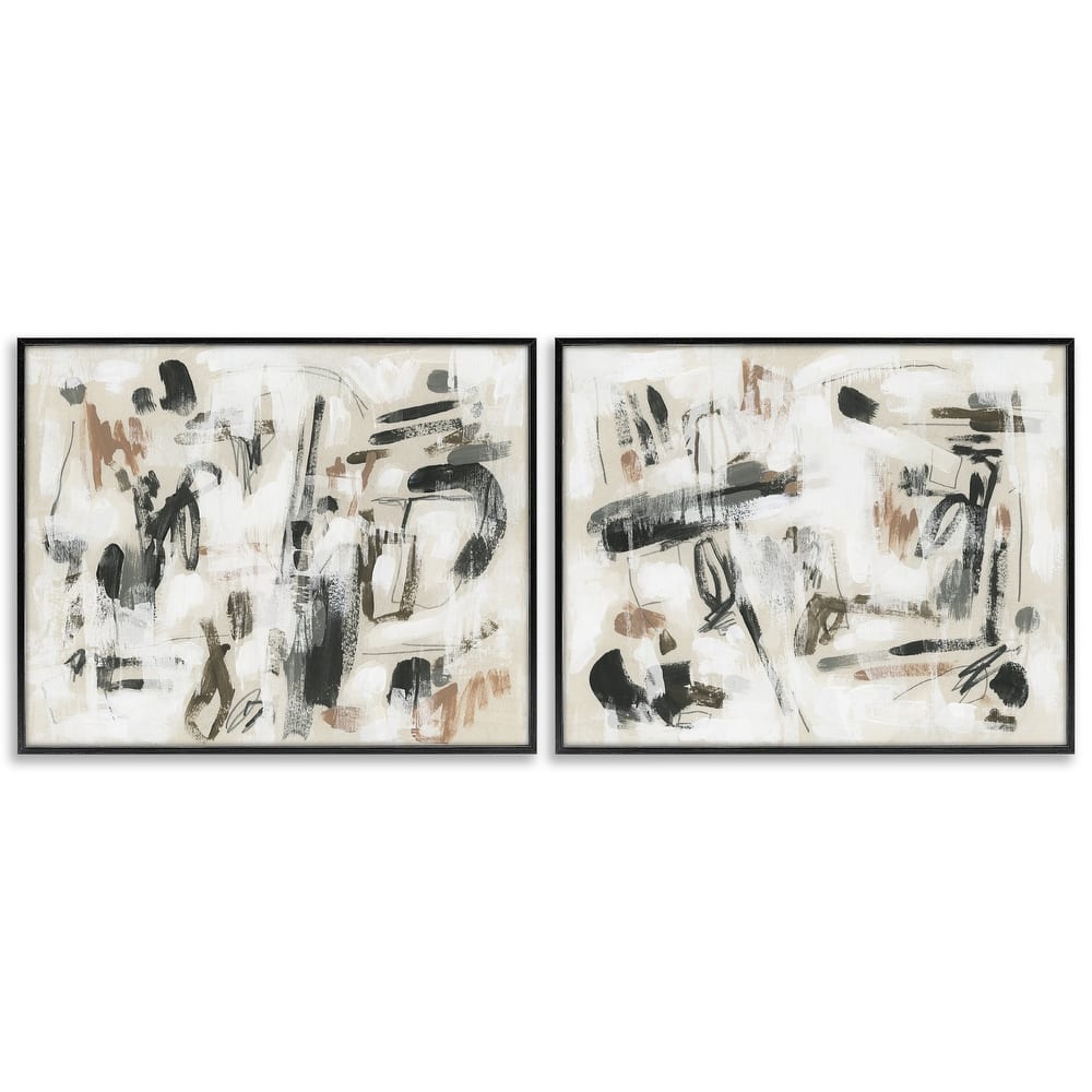 Stupell Neutral Earth Tones Abstraction Framed Giclee Art Design By June Erica Vess (Set of 2)