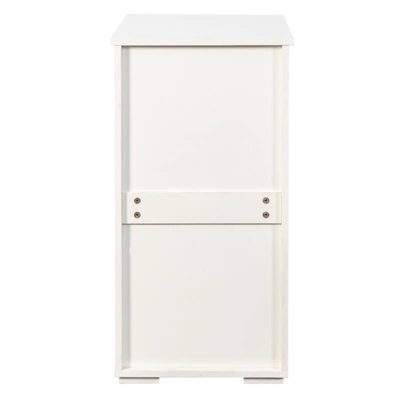 Anmytek White Storage Cabinet Laundry Bathroom Shelves Hidden Bin Organizer