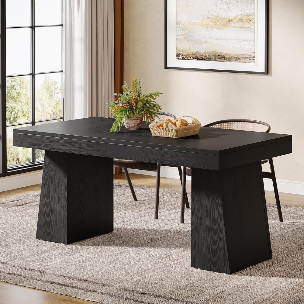 55-Inch Dining Table for 4-6, Rectangular Dining Room Table with Sturdy Legs