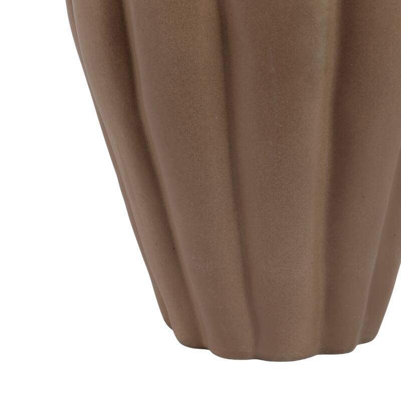 Stoneware Decorative Jar with Lid Fluted Sculpted Silhouette Style