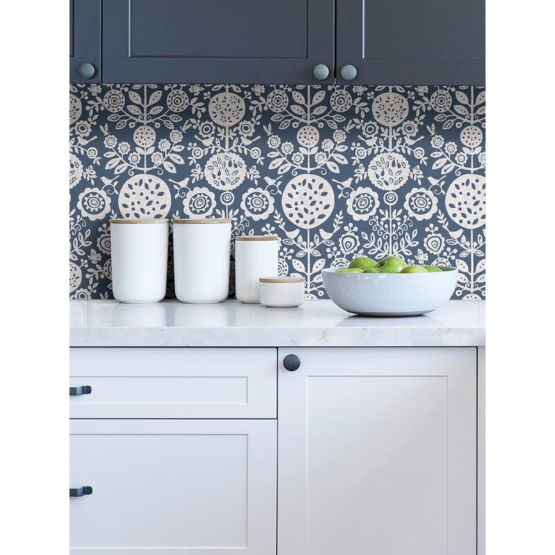 NuWallpaper Navy Anya Peel & Stick Wallpaper - 20.5-in x 216-in