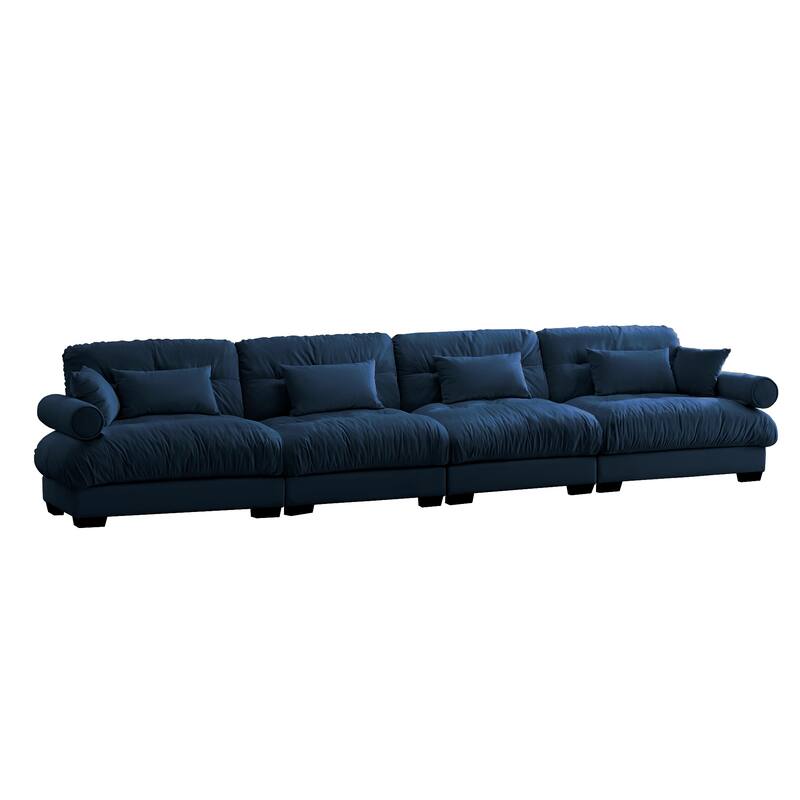 GDFStudio - Velvet 4-Seater 166" Cloud Sofa Couch with Bolstered Armrests