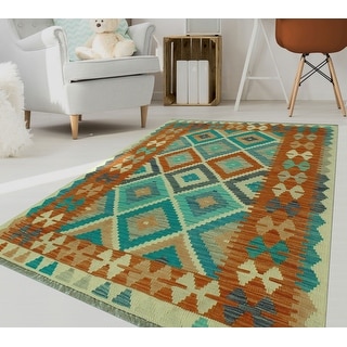 Hand-Woven Sun Faded Kilim Bakhtiya Rust/Charcoal Rug - 3'6