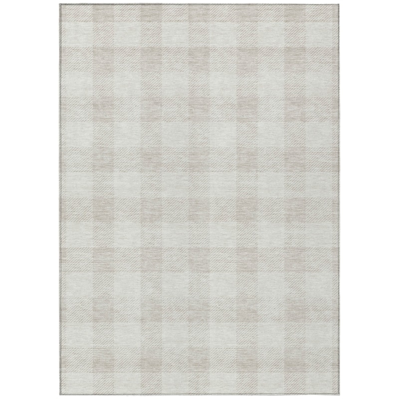 Machine Washable Indoor/ Outdoor Chantille Plaid Rug