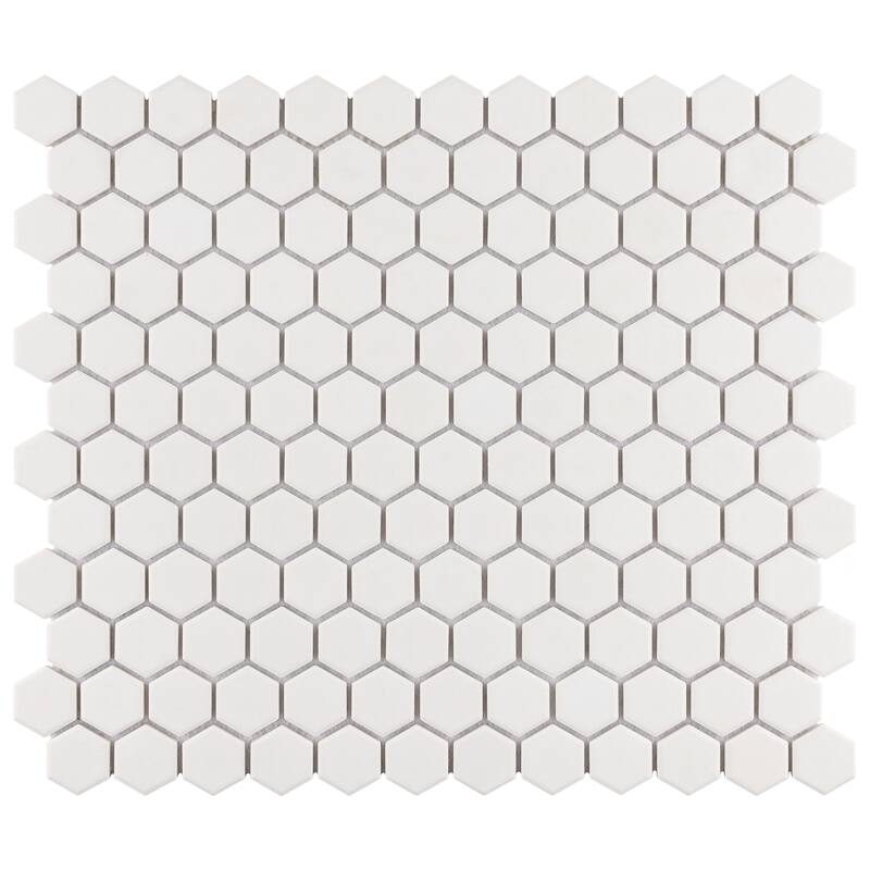 Merola Tile Gotham 1" Hex White 10-1/4" x 11-7/8" Porcelain Floor and Wall Tile
