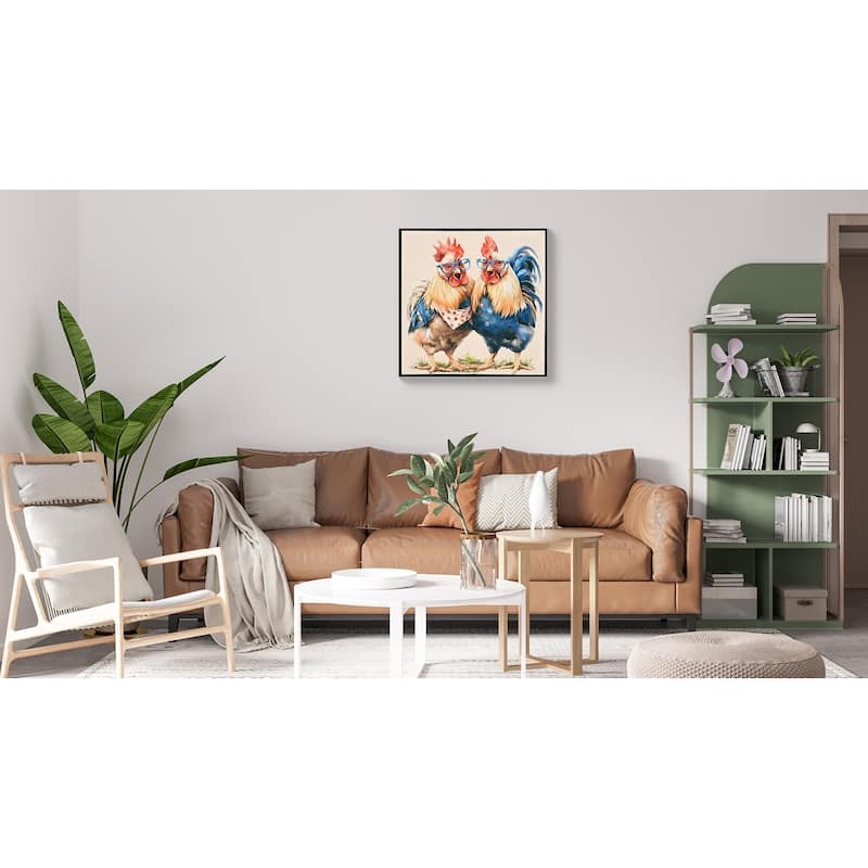 Farmhouse Rooster Wall Art, Rustic Chicken Pictures Wall Decor, Country Farm Coop Canvas Prints Painting, Framed Artwork