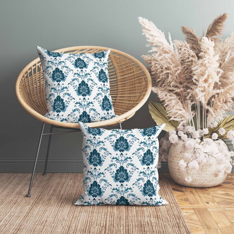 Ornate Opulence Faux Suede Reversible Throw Pillow Turquoise and Pink