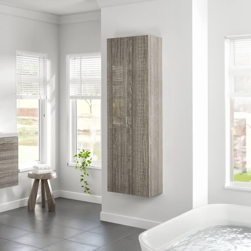 Eviva Luxurious 16"W x 16"D x 67"H Ash Wall-Mounted Linen Cabinet