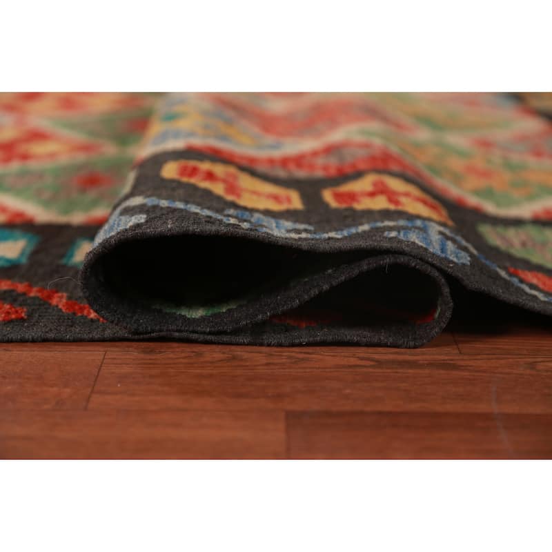 Reversible Trellis Kilim Oriental Area Rug Flatweave Wool Carpet - 8'7"x 11'2"