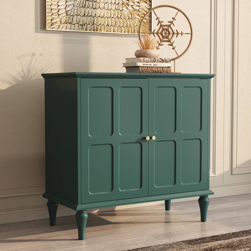 31" Mid-Century 2-Door Cabinet with Removable Tall Wine Glass Rack