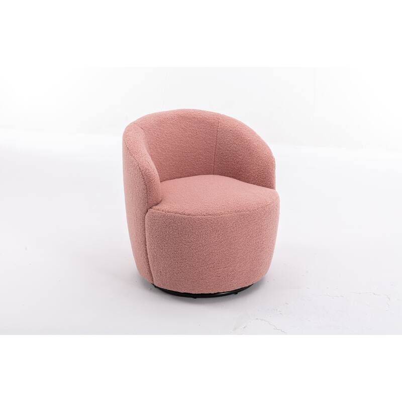 Wool Swivel Barrel Chair with 360° Rotation & Metal Base