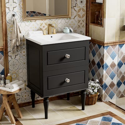 GDFStudio 24'' Bathroom Vanity Cabinet with Single Sink Combo Set