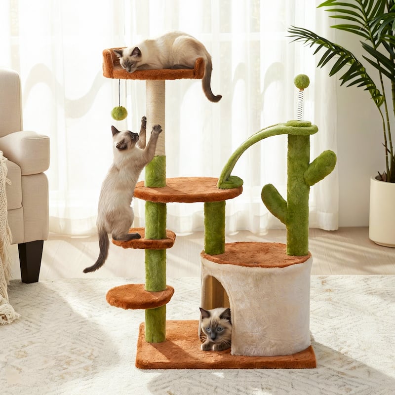 Cactus Cat Tree, Multi-Level Cat Tower with Scratching Posts, 36.6" - N/A