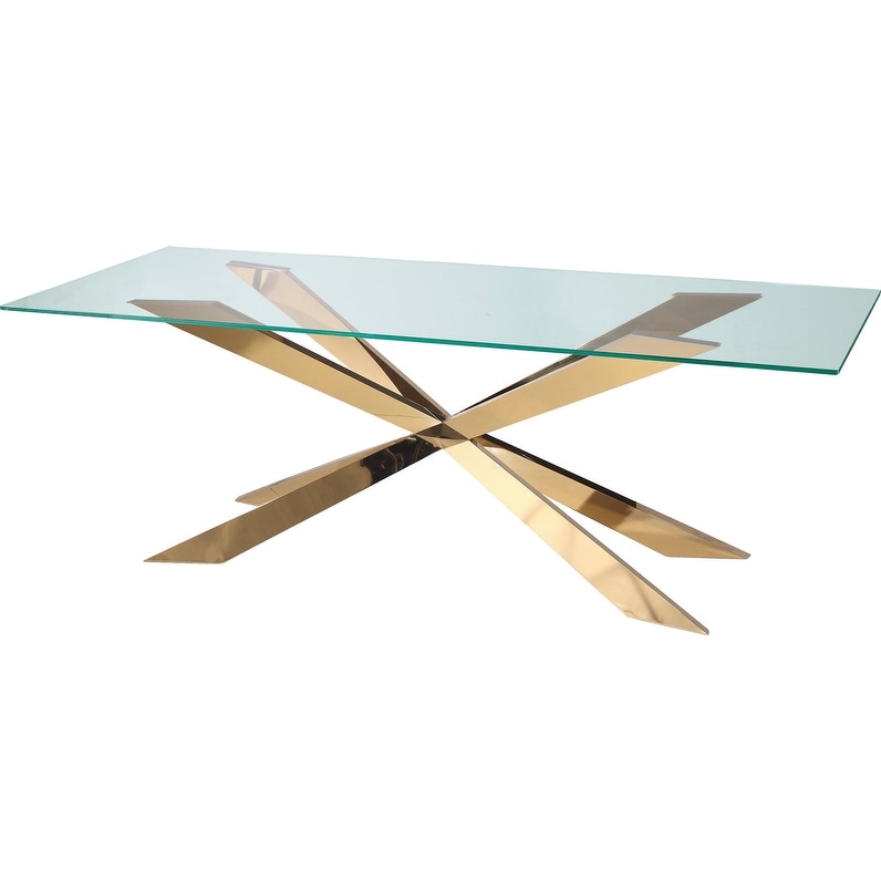 Glass Dining Table with X-Cross Base - Overstock - 36856174