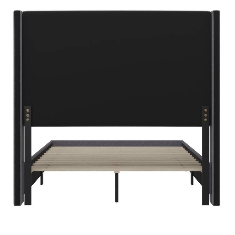 Upholstered Platform Bed with Channel Stitched Headboard