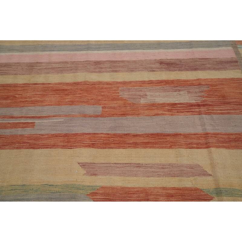 Hand Woven Oriental 100% Wool Carpet Southwestern Tribal Multi-Colored Kilim Area Rug - 12' 11'' X 10' 0''