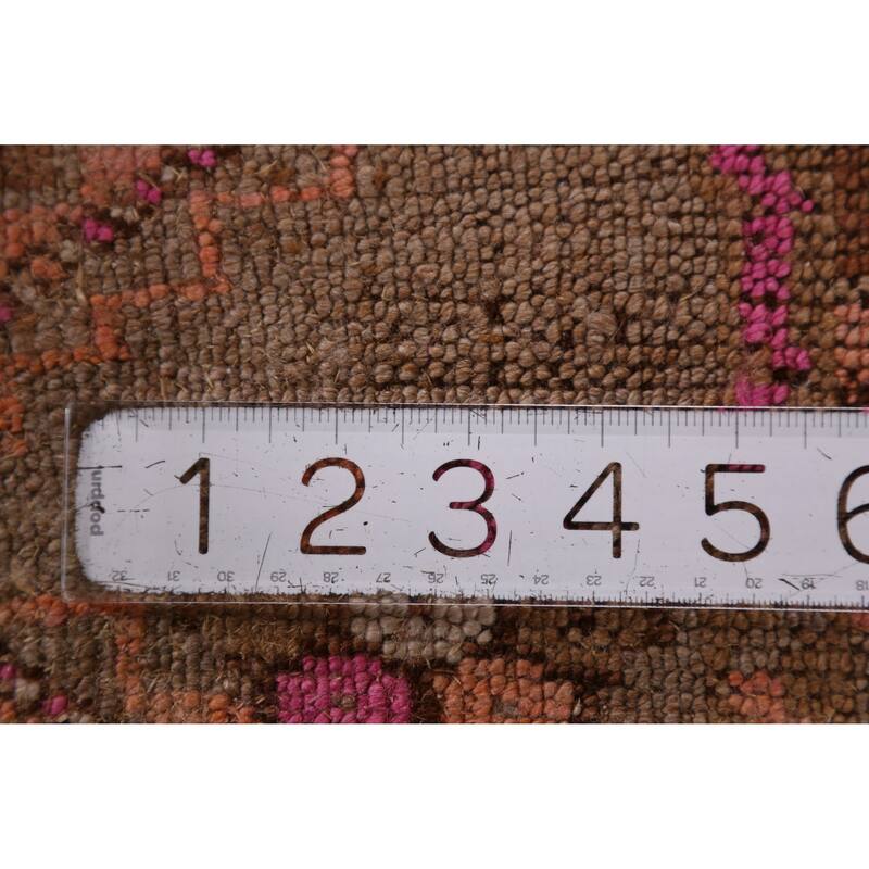 Hand Knotted Oriental 100% Wool Carpet Transitional Tribal Brown Anatolian Runner Rug - 2' 10'' X 1' 3''