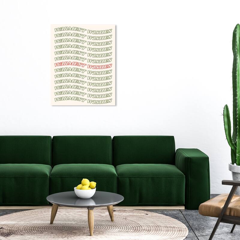 Wynwood Studio Canvas Holiday and Seasonal Warm Red Wishes Repeat Green Modern & Contemporary Wall Art Canvas Print - 30 x 36