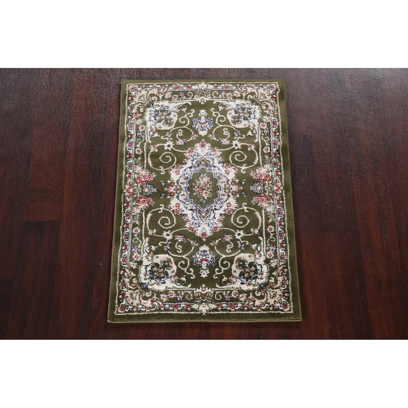Green Floral Medallion Transitional Turkish Rug Oriental Carpet