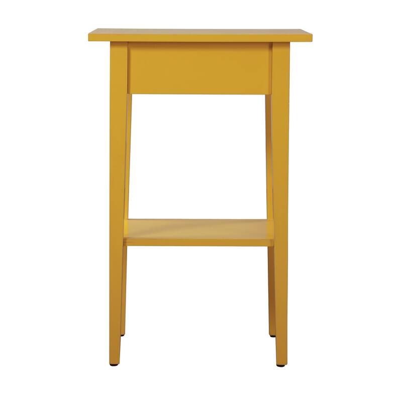 1-Drawer Yellow Nightstand with Open Shelf, 28 Inch Easy Assembly Wood Bedside Table for Bedroom Decor