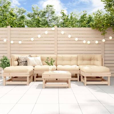 vidaXL Garden Lounge Set Natural Wood Solid pine wood, Plywood Large - 24.0 x 24.0 x 24.4