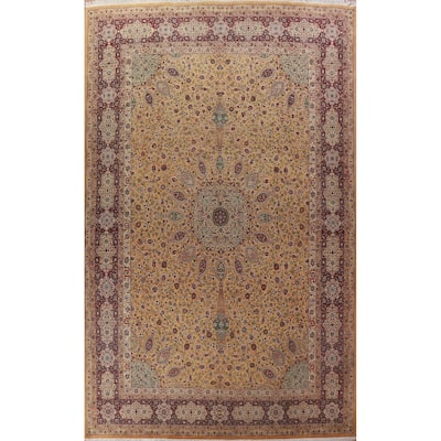 Vegetable Dye Large Tabriz Persian Area Rug Hand-knotted Wool Carpet - 11'5" x 16'2"