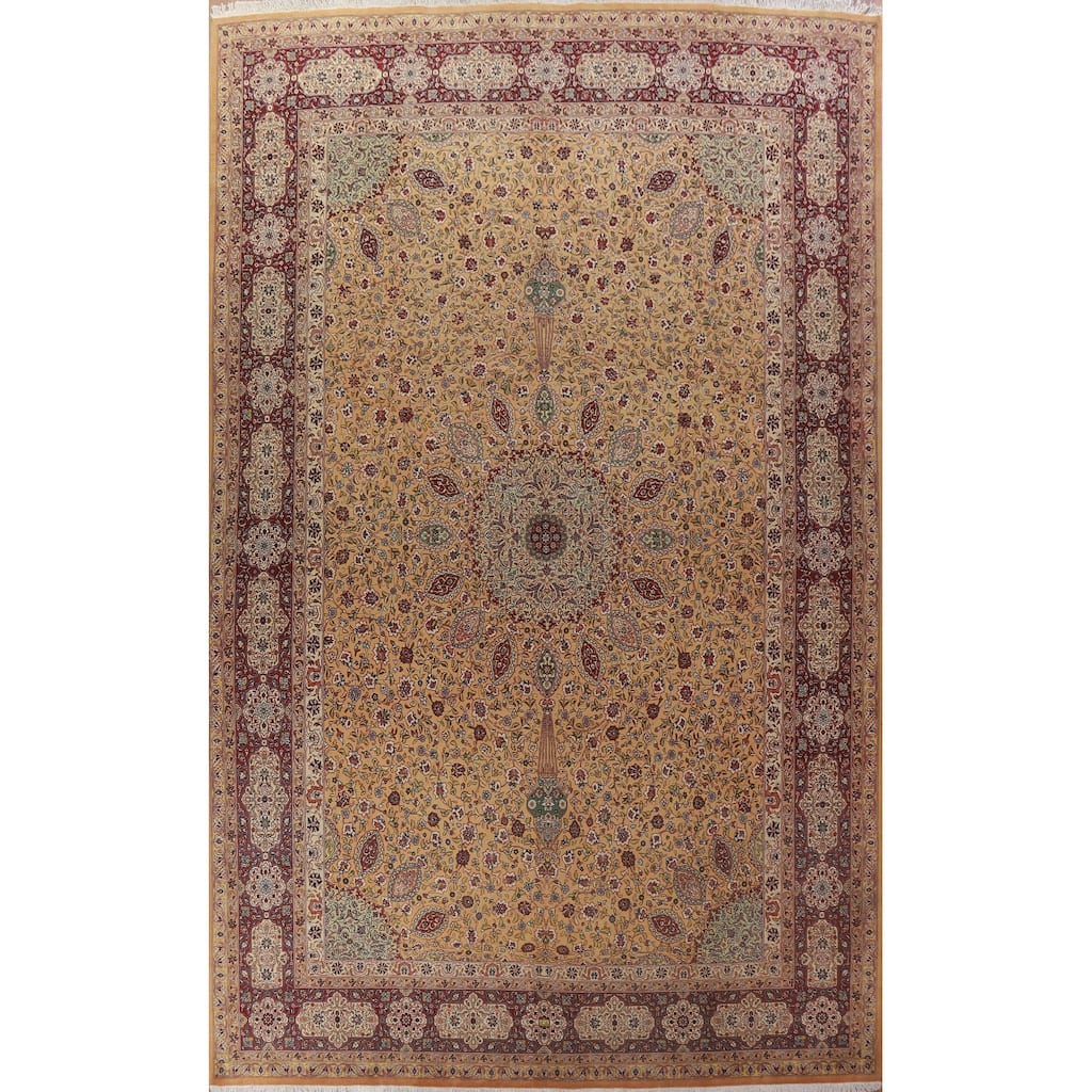 Vegetable Dye Large Tabriz Persian Area Rug Hand-knotted Wool Carpet - 11'5" x 16'2"