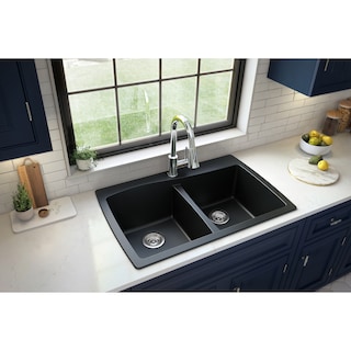 Karran Drop-In Quartz 50/50 Double Bowl Kitchen Sink