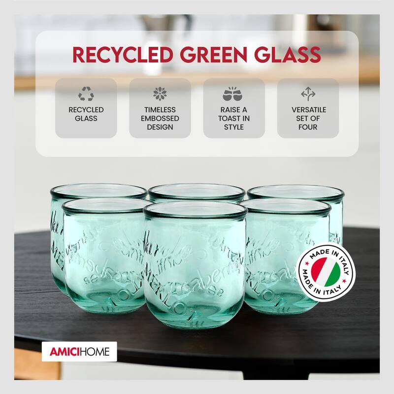 Amici Home Set of 6 Vino Stemless Wine Glasses - 12 oz