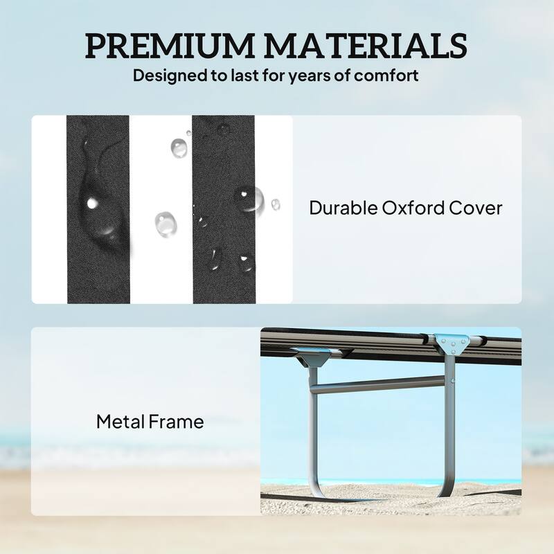 Outsunny Outdoor Lounge Chair, Adjustable Folding Chaise Lounge, Tanning Chair with Sun Shade for Beach, Camping, Hiking