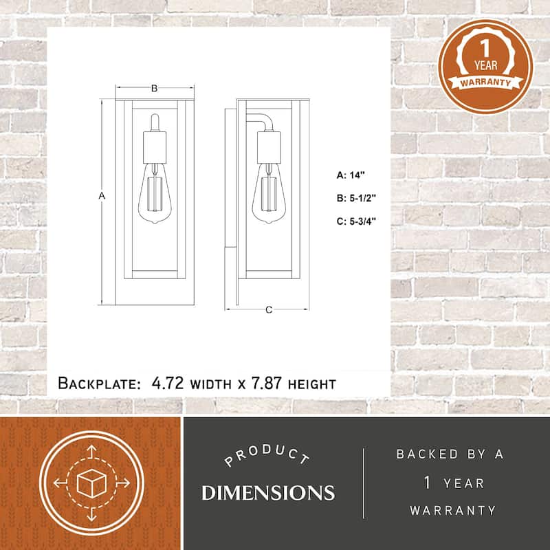 VAXCEL Burr Ridge Matte Black Contemporary Outdoor Wall Sconce Light Fixture, Durable Steel, Clear Glass Shade