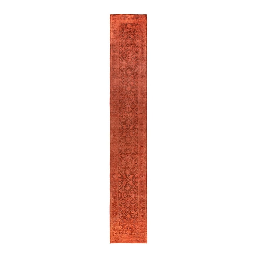 Contemporary Overdyed Wool Hand Knotted Runner - 2' 6" x 16' 4"