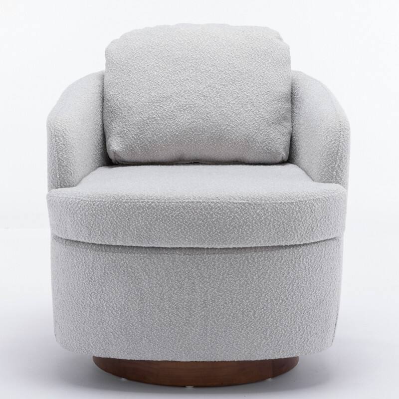 22.6" Seat Width Boucle Fabric 360 Degree Rotatable Swivel Chair Leisure Chair with Pillow