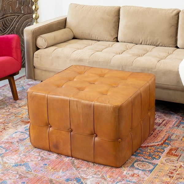 Genuine outlet leather ottoman