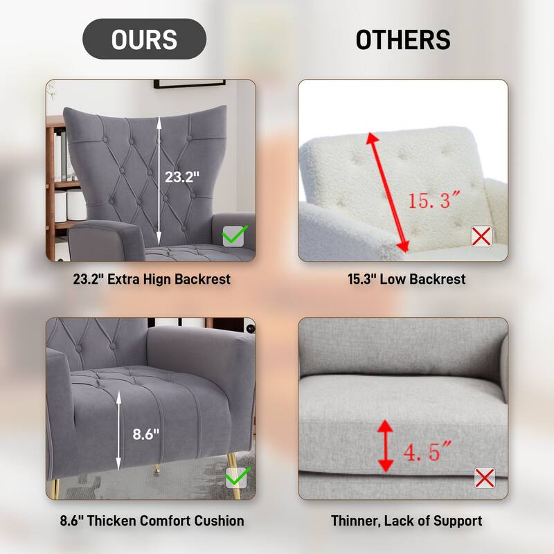 Ouyessir Upholstered Tufted Accent Chair with Ottoman